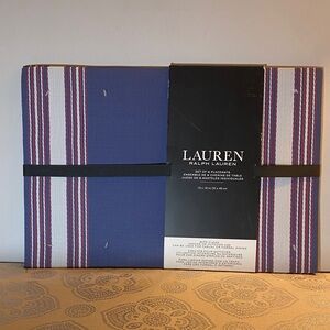 Lauren Ralph Lauren Navy and Red Striped Placemat Set of 6 Indoor / Outdoor NEW
